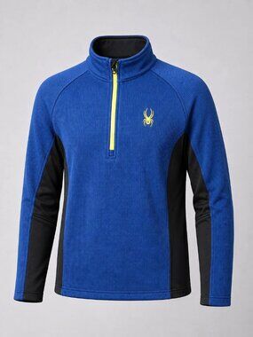 Spyder Men’s XL Outbound Pullover Sweater Blue Black Quarter Zip Mock Neck Core